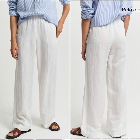 GANT Linen Blend Wide Leg Pants Size 10 - Picture 1 of 11